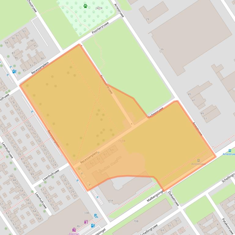 Kaart van postcodegebied 6218VD.