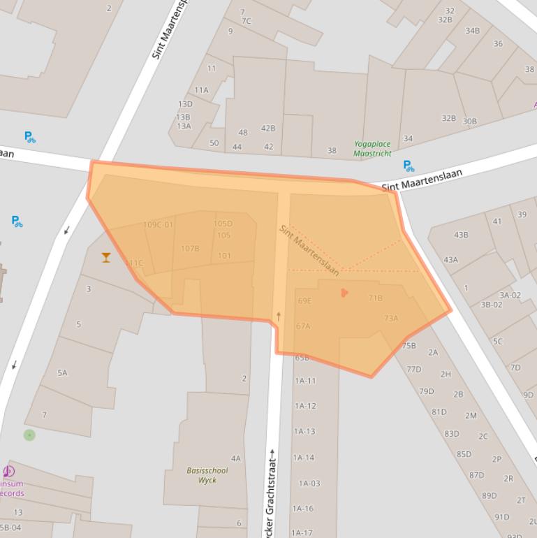 Kaart van postcodegebied 6221AC.