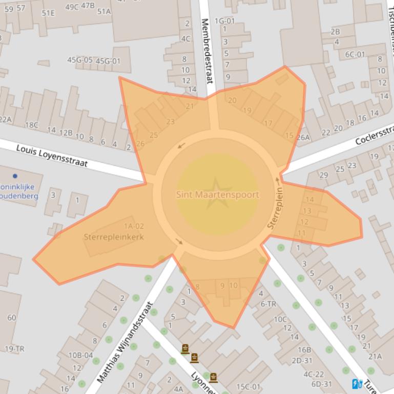 Kaart van postcodegebied 6221AM.