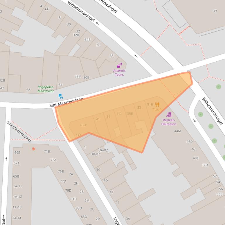 Kaart van postcodegebied 6221AW.