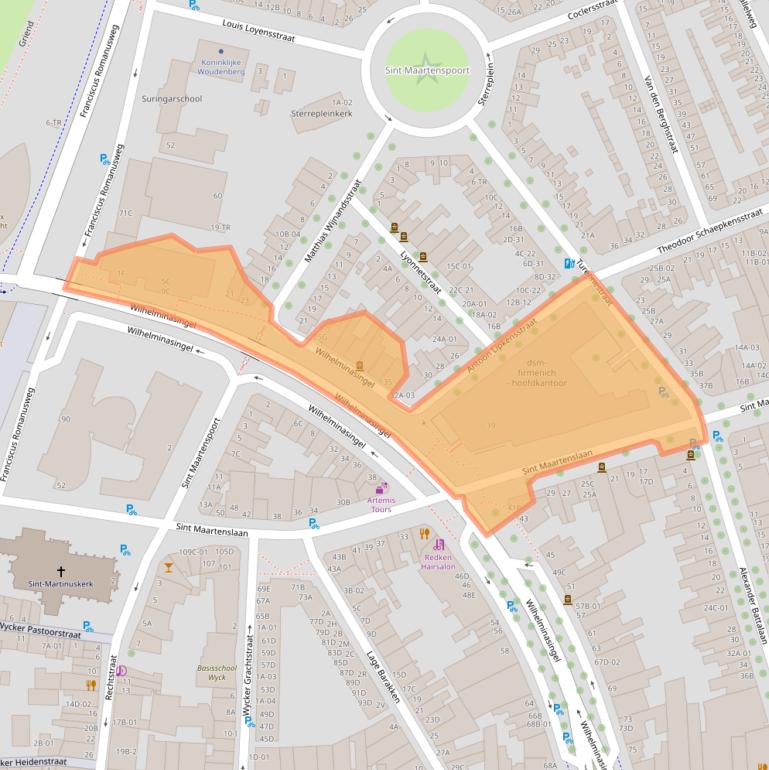 Kaart van postcodegebied 6221BE.