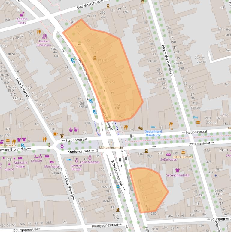 Kaart van postcodegebied 6221BG.