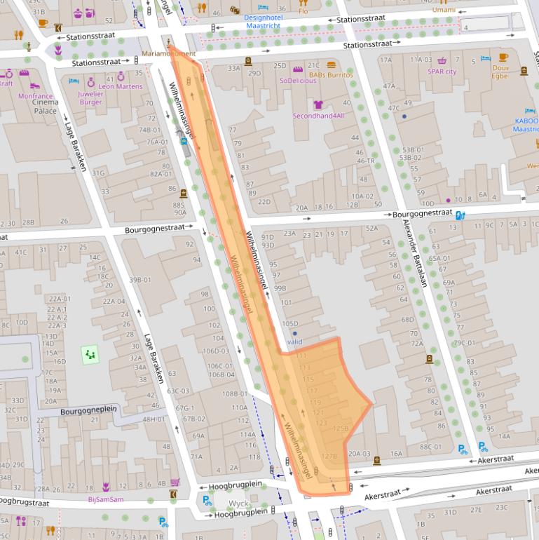 Kaart van postcodegebied 6221BJ.