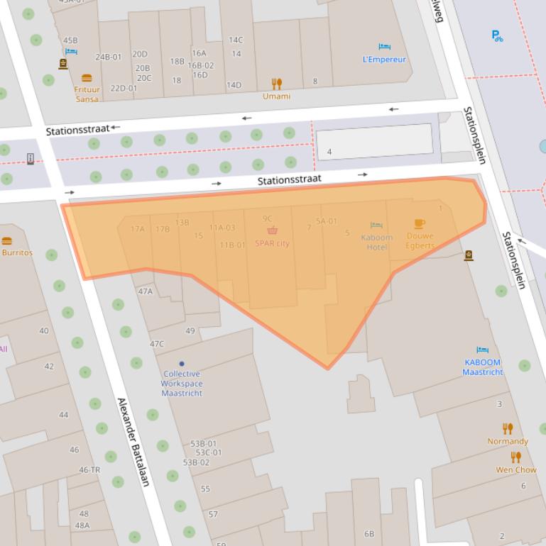 Kaart van postcodegebied 6221BM.