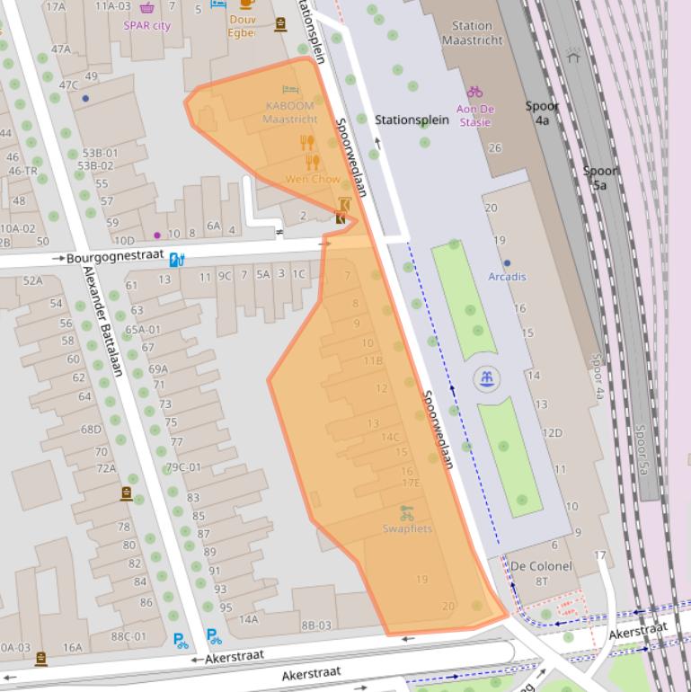 Kaart van postcodegebied 6221BS.