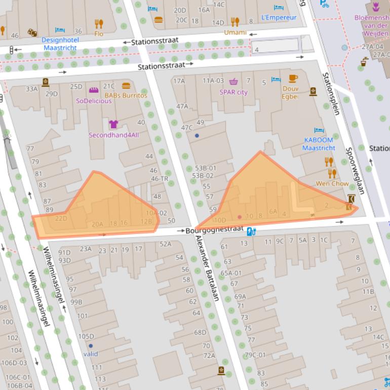 Kaart van postcodegebied 6221BX.