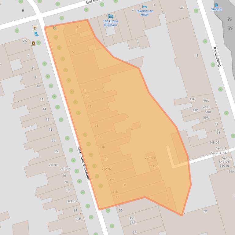 Kaart van postcodegebied 6221CA.