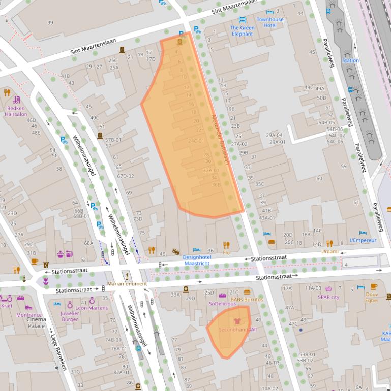 Kaart van postcodegebied 6221CD.