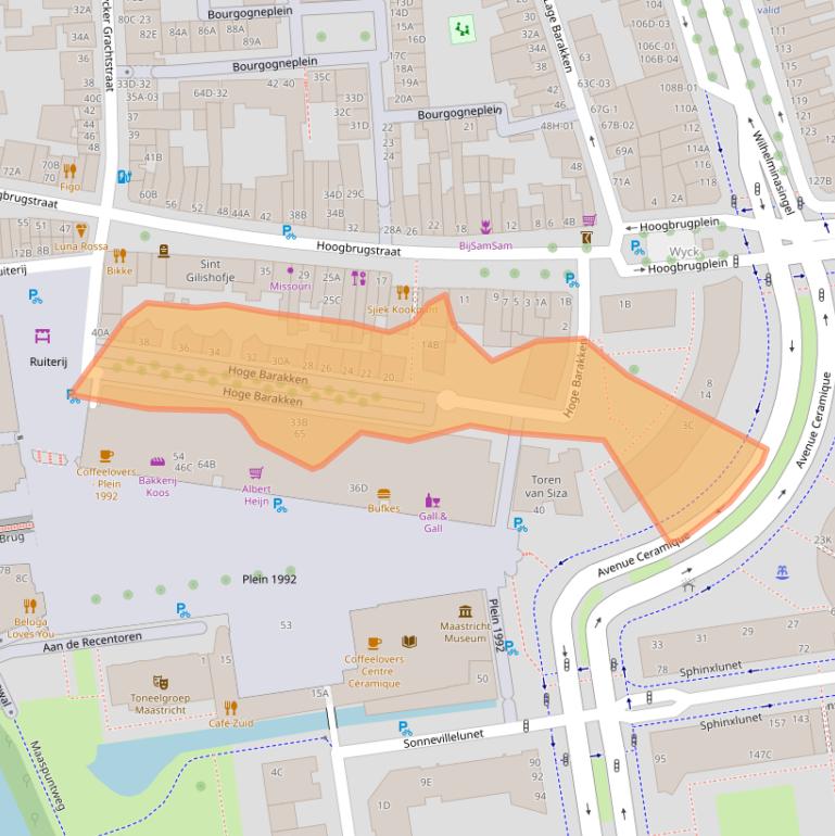 Kaart van postcodegebied 6221CM.