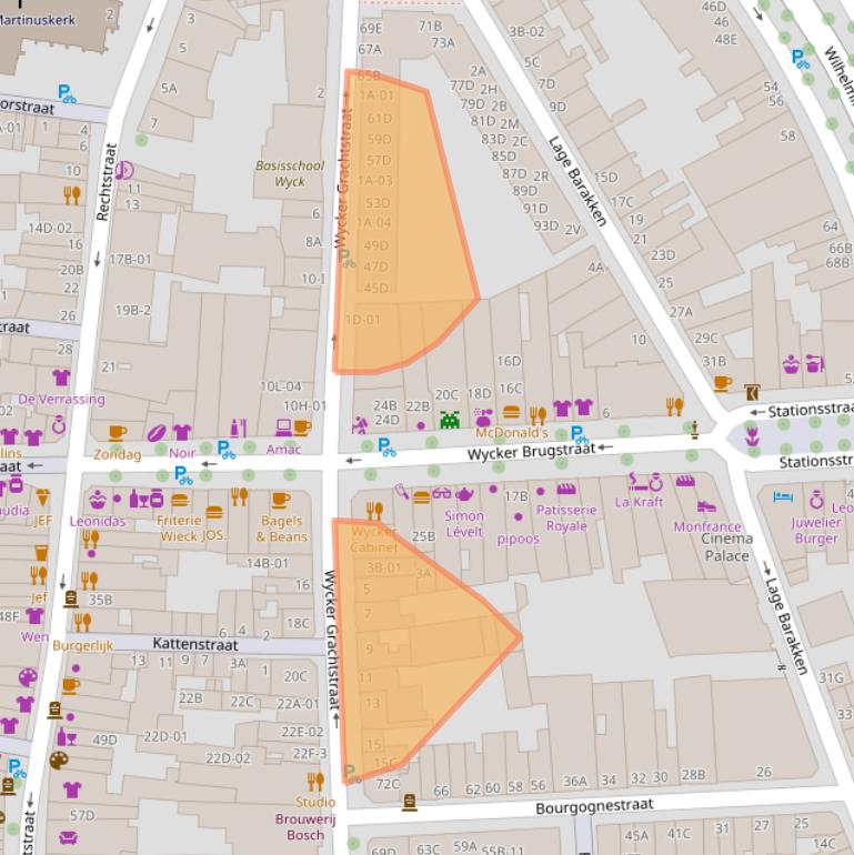 Kaart van postcodegebied 6221CT.