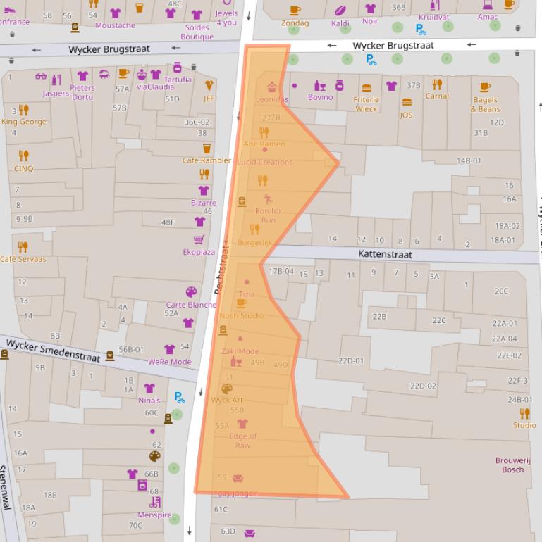 Kaart van postcodegebied 6221EG.
