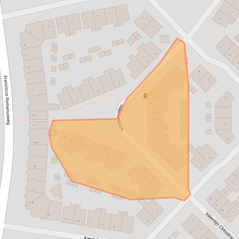 Kaart van postcodegebied 6221XV.