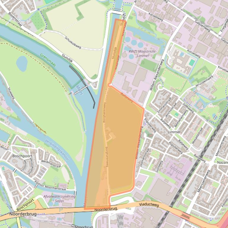 Kaart van postcodegebied 6222AA.
