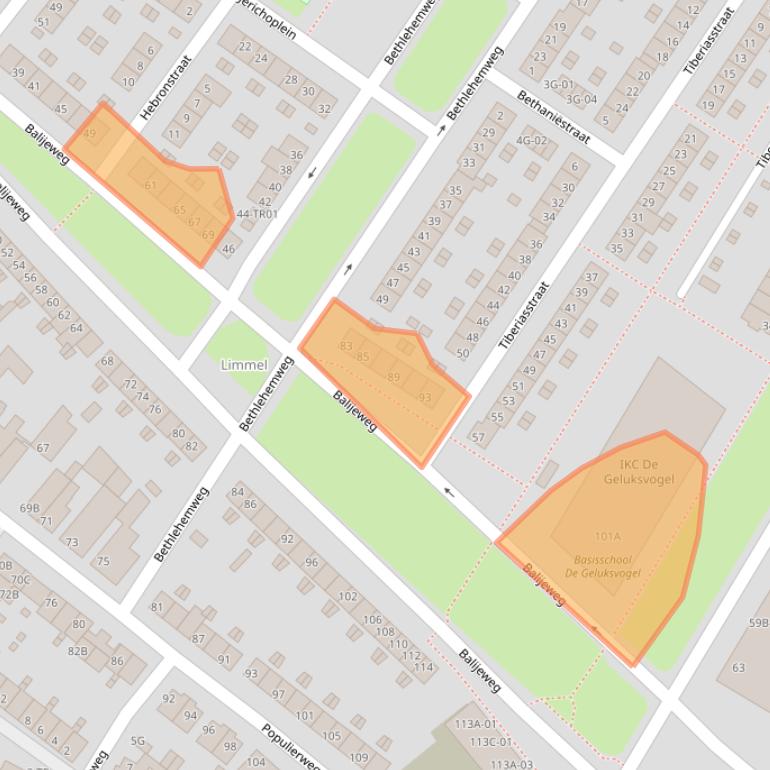 Kaart van postcodegebied 6222BE.