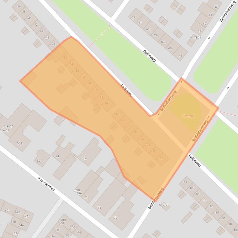 Kaart van postcodegebied 6222BH.