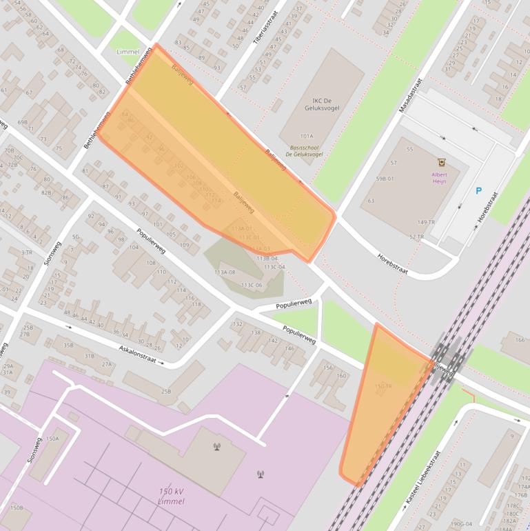 Kaart van postcodegebied 6222BJ.