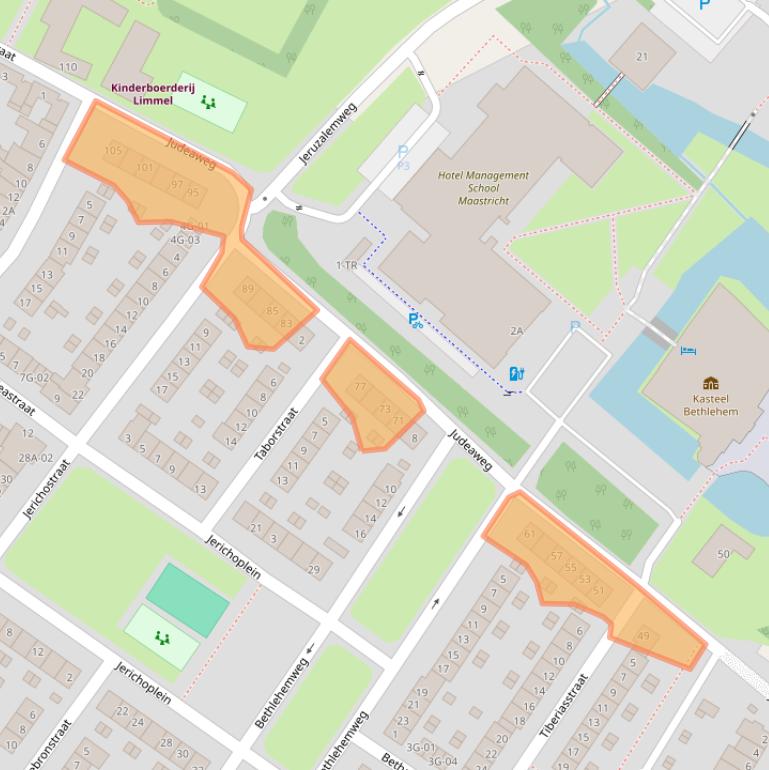 Kaart van postcodegebied 6222BT.