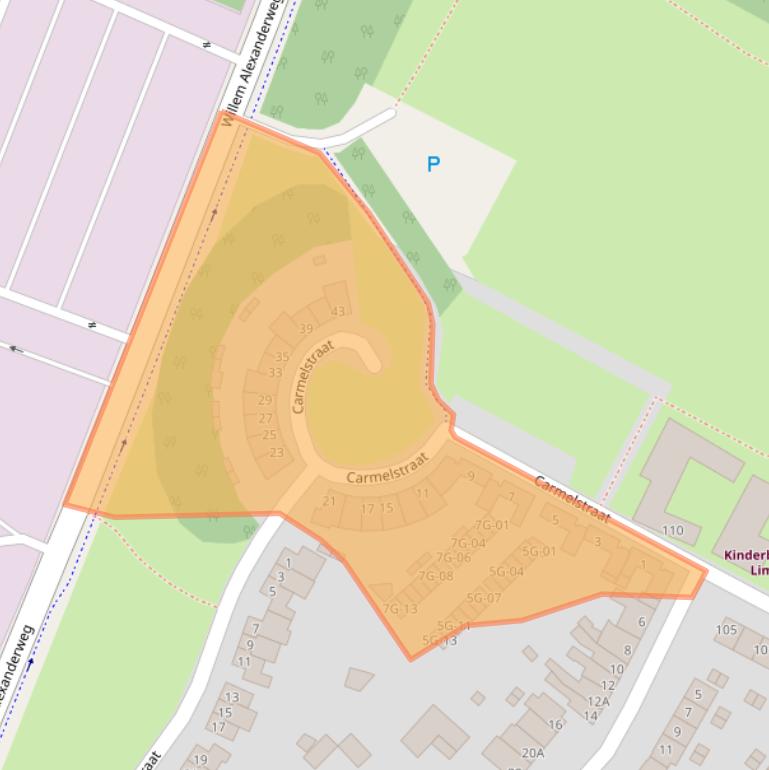 Kaart van postcodegebied 6222BV.