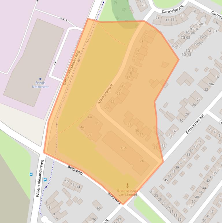 Kaart van postcodegebied 6222BX.