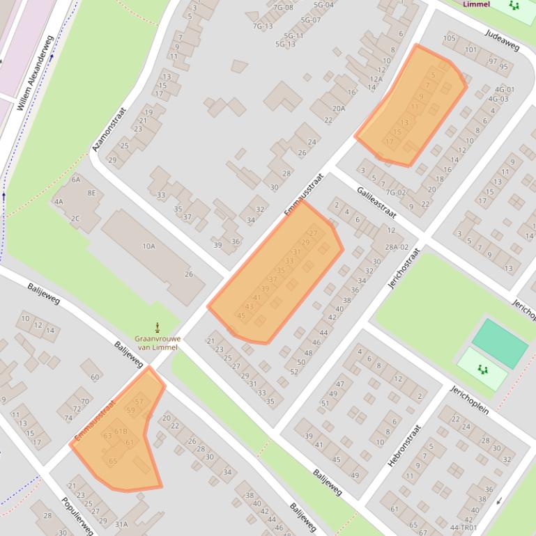 Kaart van postcodegebied 6222CH.