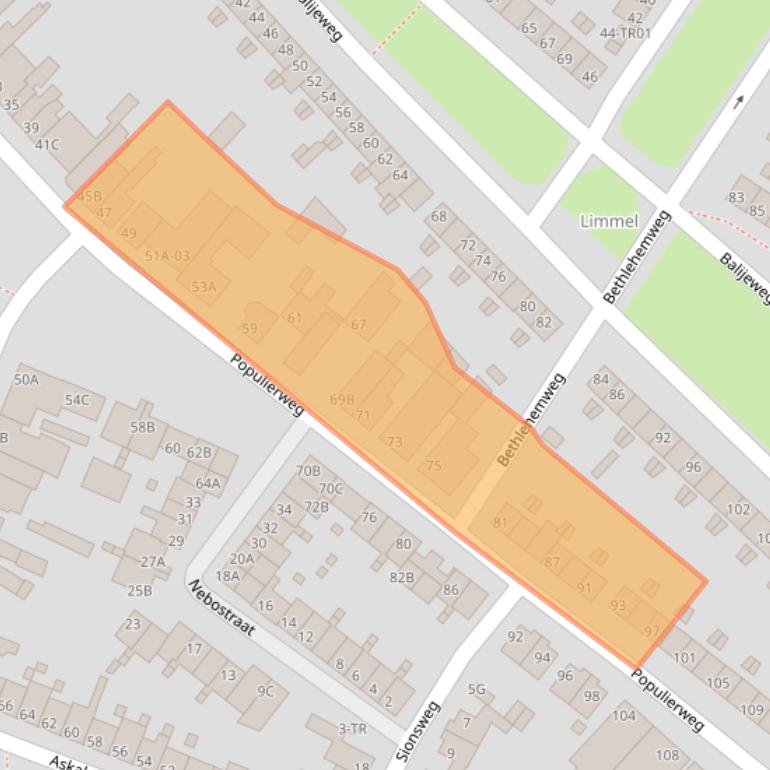 Kaart van postcodegebied 6222CP.