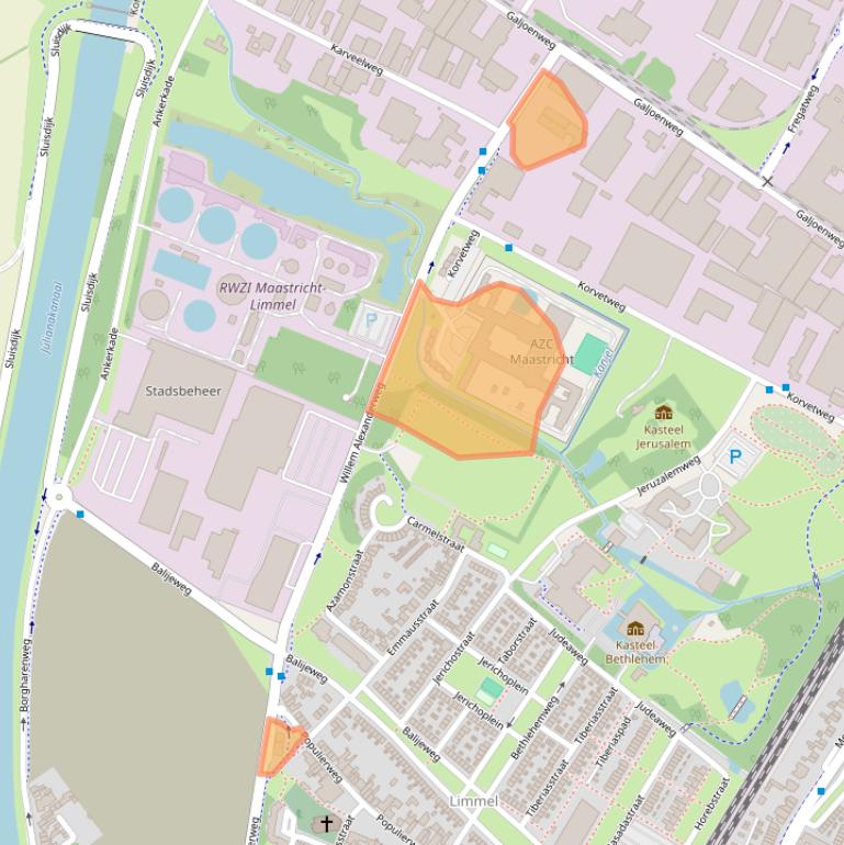 Kaart van postcodegebied 6222NA.