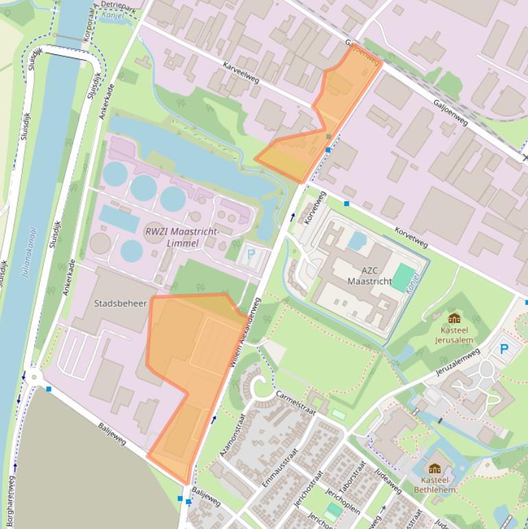 Kaart van postcodegebied 6222NC.