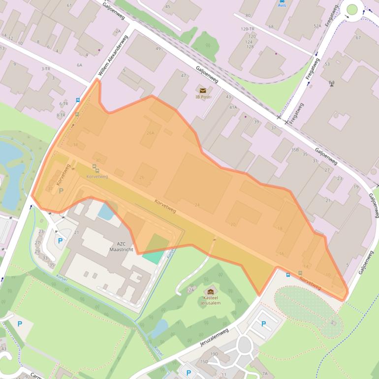 Kaart van postcodegebied 6222NE.