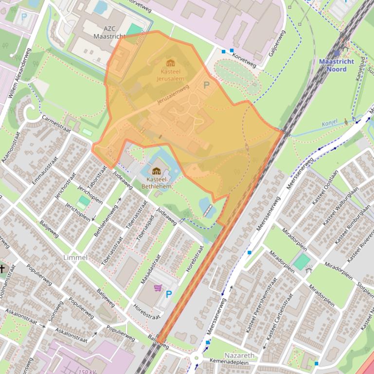 Kaart van postcodegebied 6222NG.