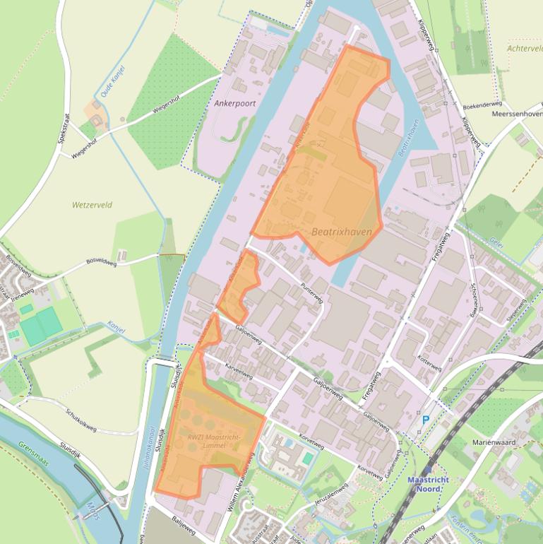 Kaart van postcodegebied 6222NL.