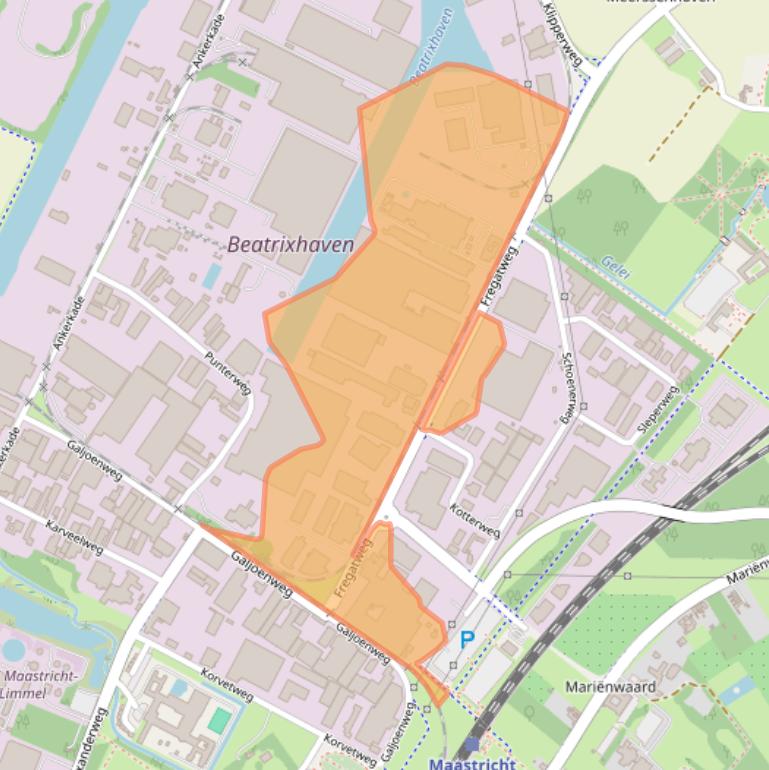 Kaart van postcodegebied 6222NZ.