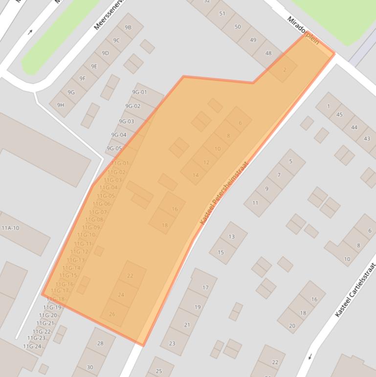 Kaart van postcodegebied 6222TX.