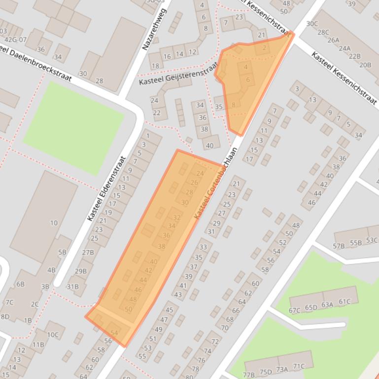 Kaart van postcodegebied 6222VX.