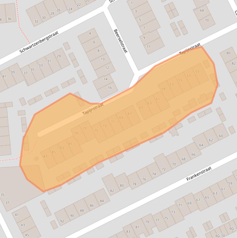 Kaart van postcodegebied 6224TG.