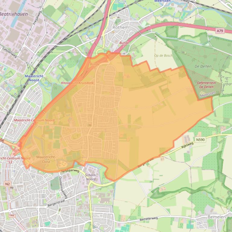 Kaart van postcodegebied 6225.