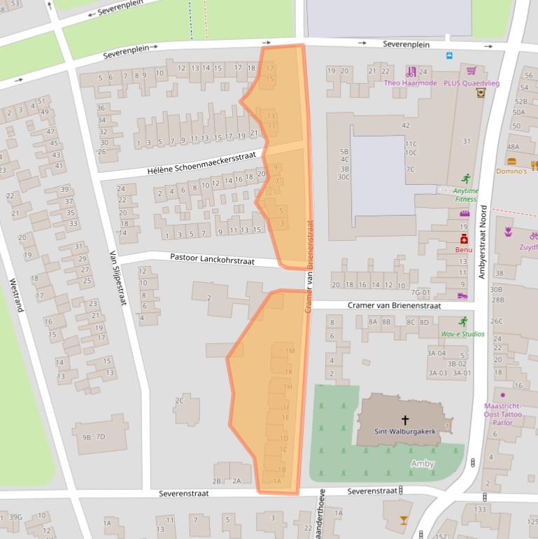 Kaart van postcodegebied 6225BA.