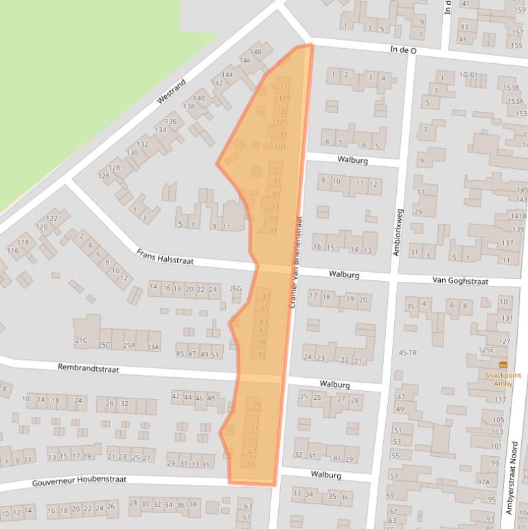 Kaart van postcodegebied 6225BC.