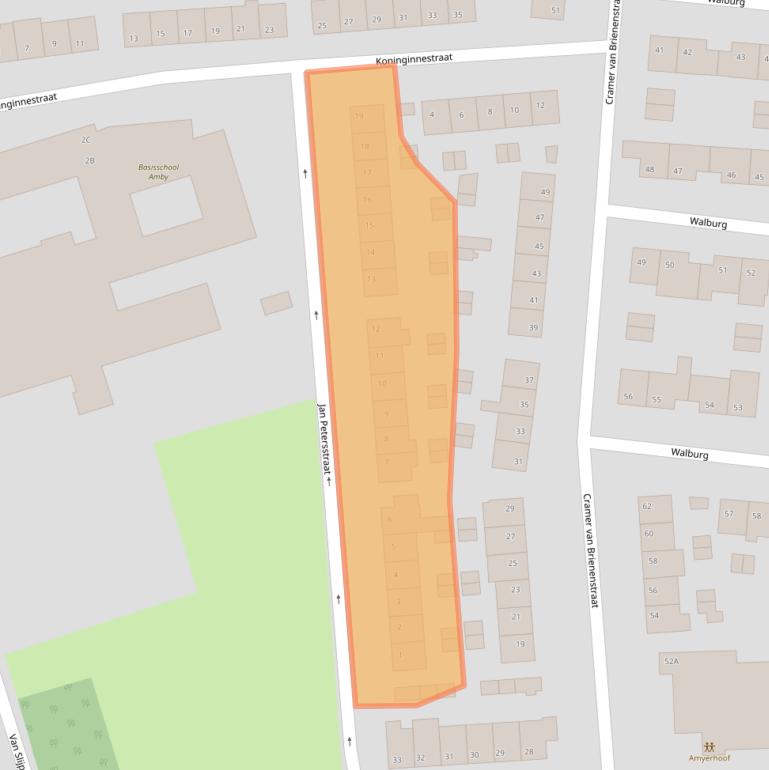 Kaart van postcodegebied 6225BS.