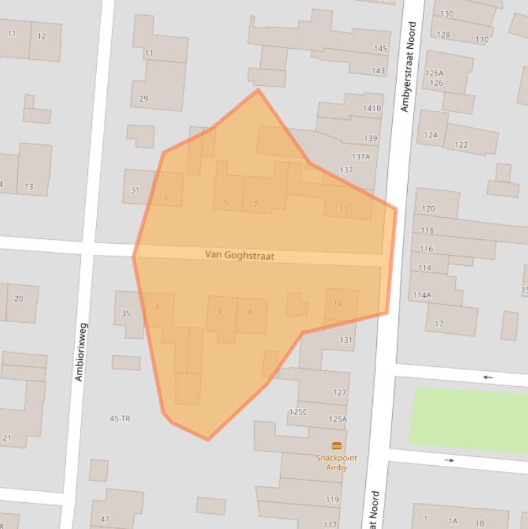 Kaart van postcodegebied 6225CG.