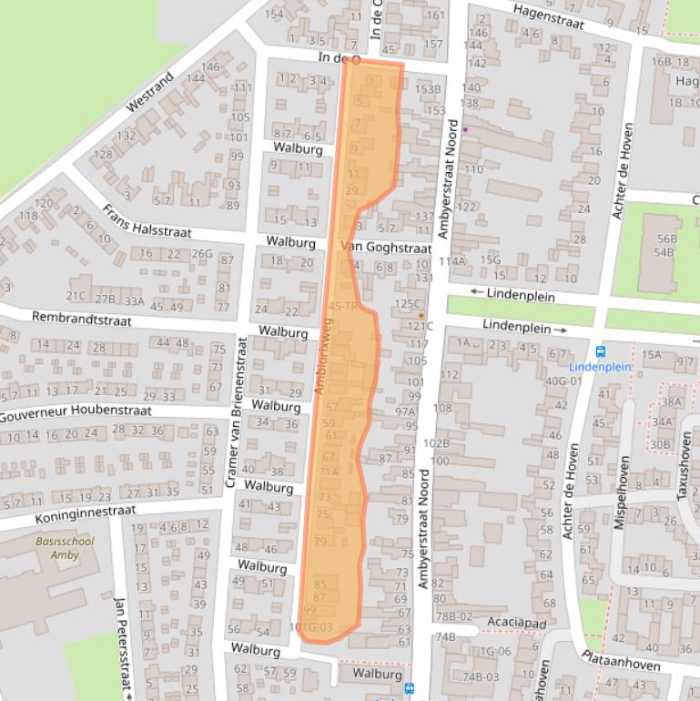 Kaart van postcodegebied 6225CJ.