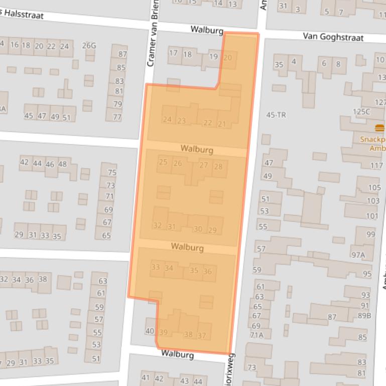 Kaart van postcodegebied 6225CN.