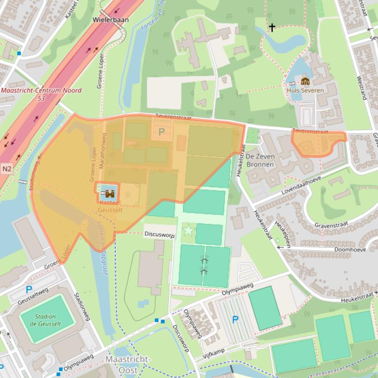 Kaart van postcodegebied 6225DA.