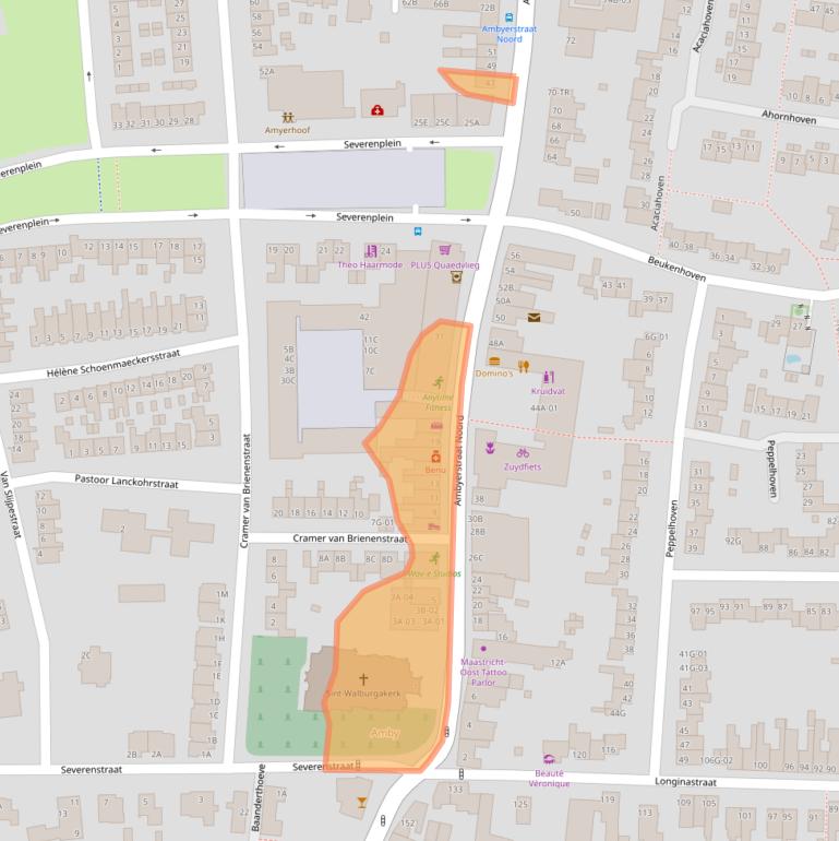 Kaart van postcodegebied 6225EA.
