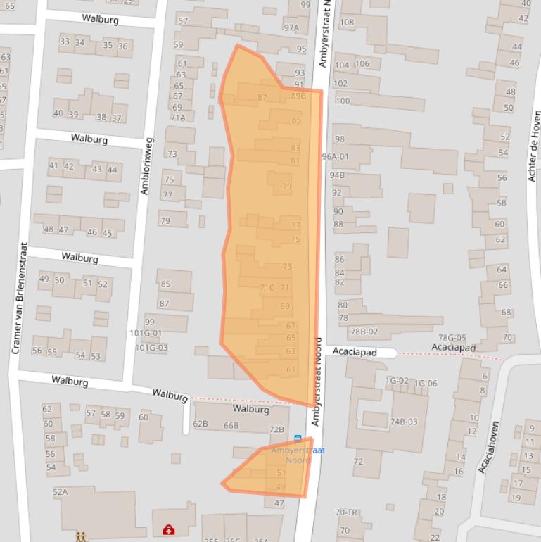 Kaart van postcodegebied 6225EB.