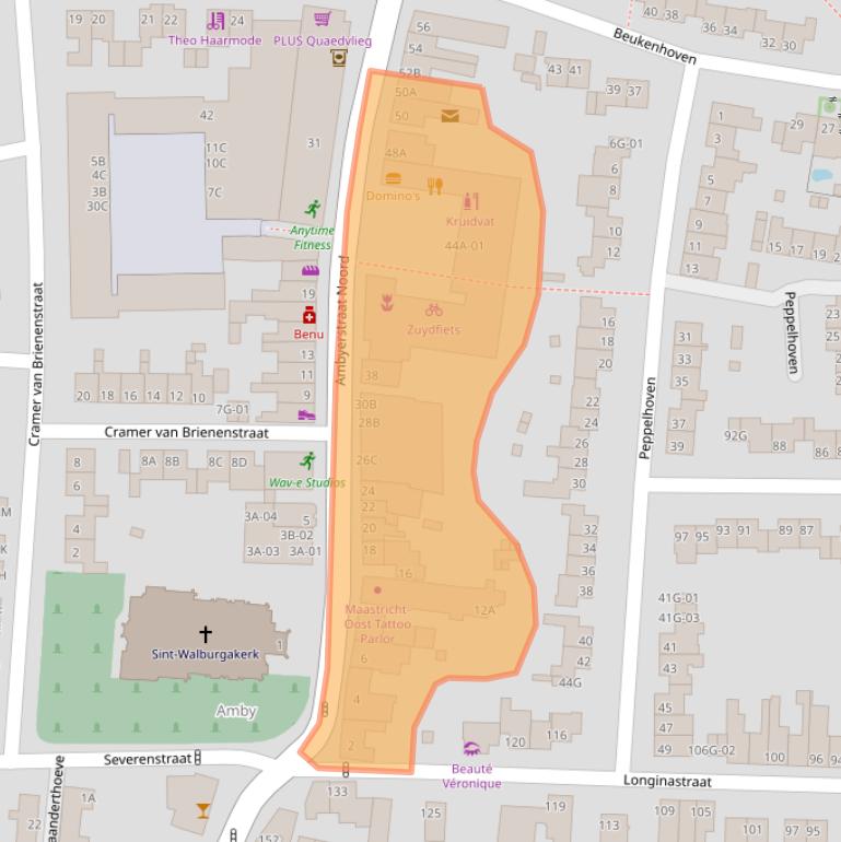 Kaart van postcodegebied 6225EE.