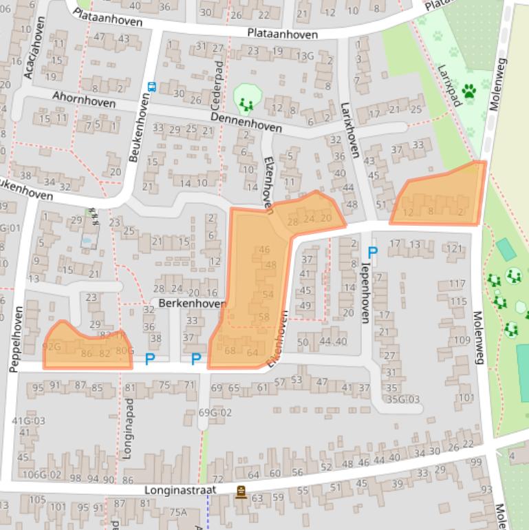 Kaart van postcodegebied 6225GT.