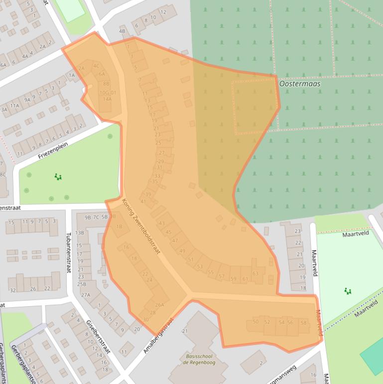 Kaart van postcodegebied 6226AK.