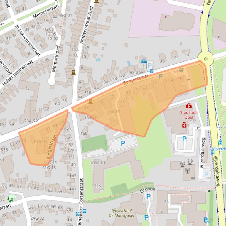 Kaart van postcodegebied 6226BA.