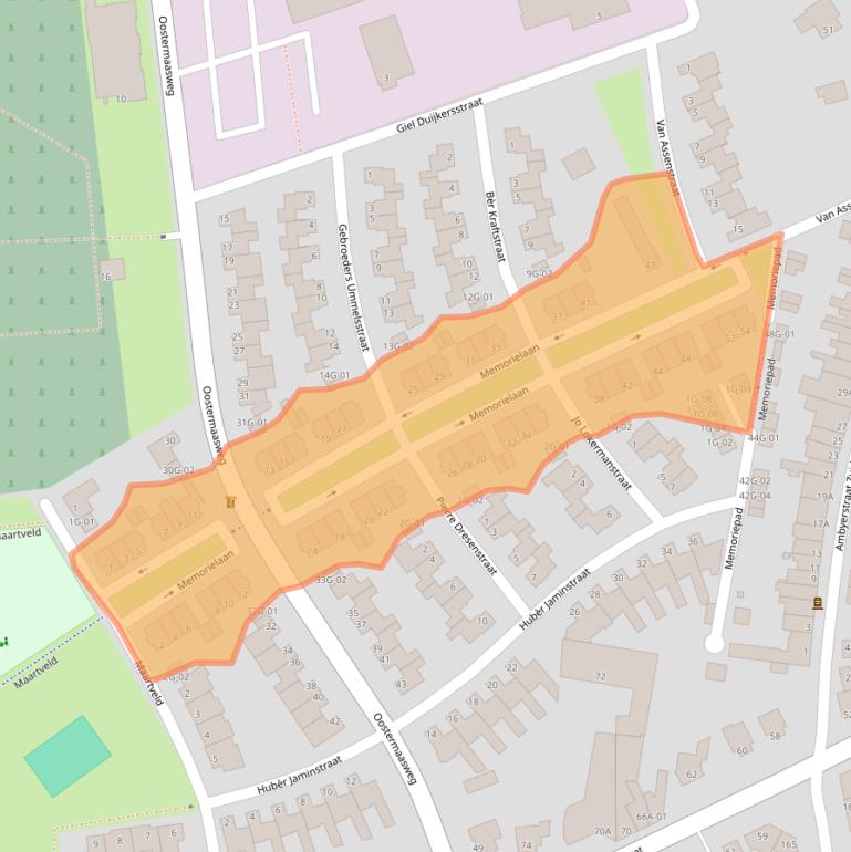 Kaart van postcodegebied 6226DB.