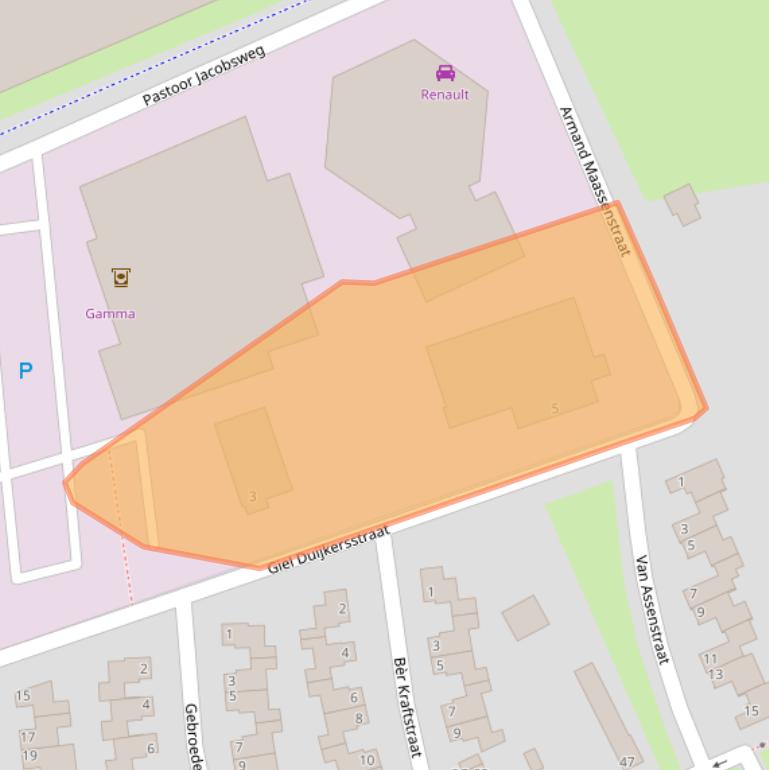 Kaart van postcodegebied 6226DD.